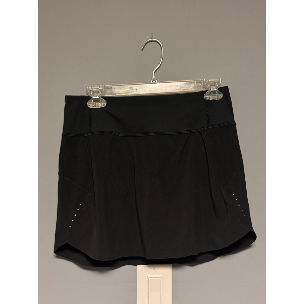 Athleta Run With It Skort 14" Black Athletic Running Skirt Small Small Pocket - Picture 1 of 6